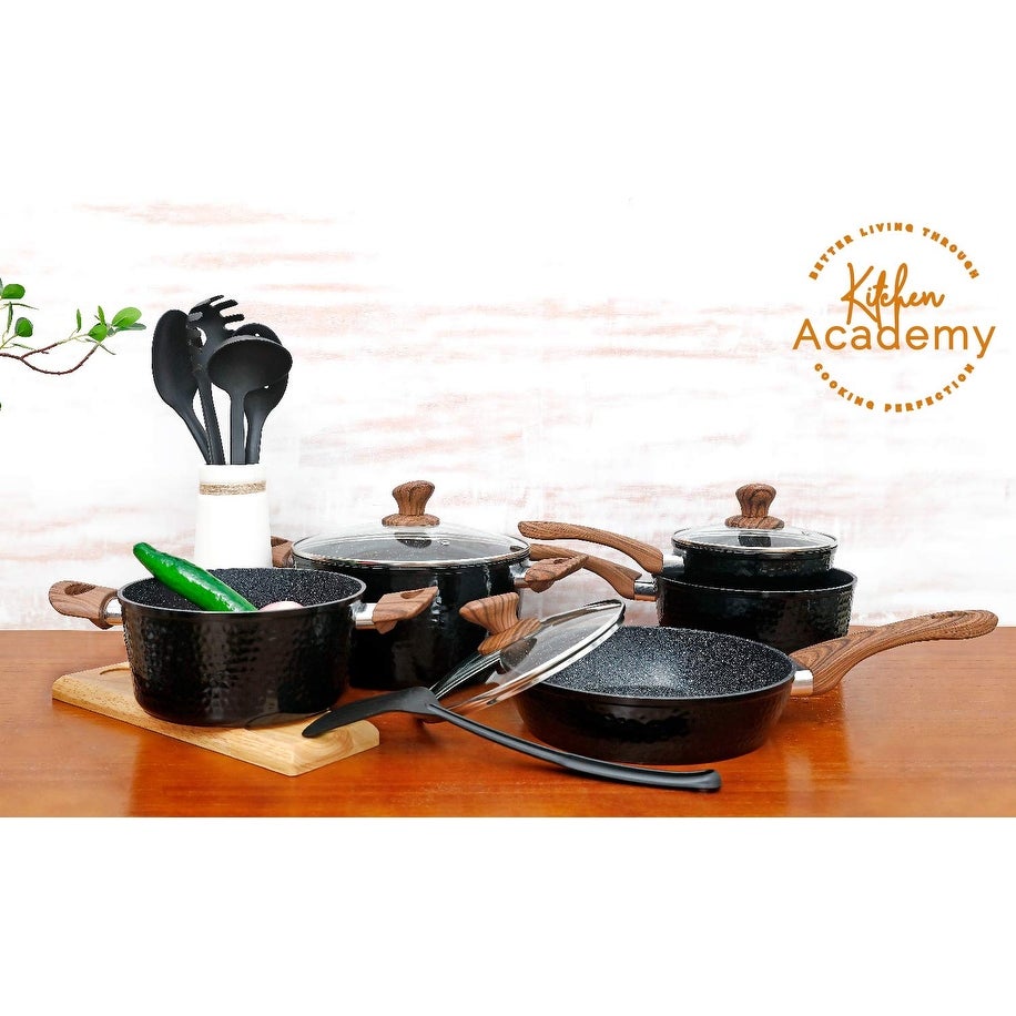 Kitchen Academy Nonstick Granite-Coated 12-piece Cookware Set – Zain Ecom